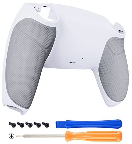 eXtremeRate Carcasa Trasera con Agarre de Goma para ps5 Control | Funda Posterior Cubierta Repuesto Reemplazable Placa Protector Cover Accesorios para ps5 Mando(Blanco)