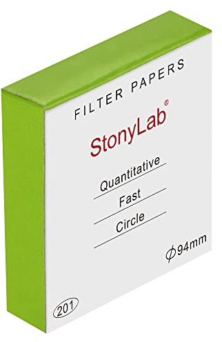 stonylab Kvantitativt Filterpapperscirklar, 100-Pack Snabb Cellulosafilterpapper 25 Mikron Partikelretention, 94 mm Diameter