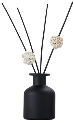 1 Confezione di diffusore in Vetro Vuoto per aromaterapia, Contenitore per aromaterapia, Accessori per profumi Fai da Te, Set di Stick di Ricambio per diffusore di Olio Essenziale (Nero)