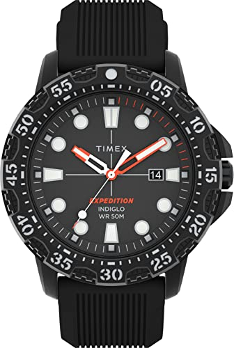 Timex Expedition® Gallatin 44mm Sportuhr, schwarzes Zifferblatt, schwarzes Silikonarmband, TW4B25500