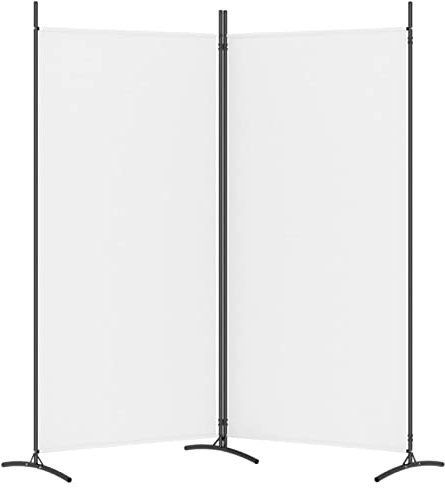 Tidyard Paravento a 2 Pannelli,Divisorio Pieghevole,in Tessuto Bianco e Acciaio,175x180 cm,Separè per Interni,Paravento Separé,Divisorio Interno,Separe divisorio Interno