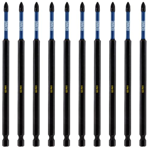 10 x Rennie Tools 150mm Long PH1 Impact Screwdriver Driver Bits Set | Magnetic Phillips No.1 Heavy Duty Impact Driver Bit Set. Extra Long PH1 Bits Extra Long. Hex Shank, Cross Head. Oxide Coated