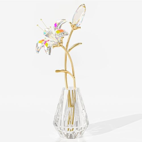 Kristall Fleur-de-Lis Skulptur Geschenk für Frauen, Mütter Innendekoration für Hochzeit, Valentinstag, Feier (transparent)