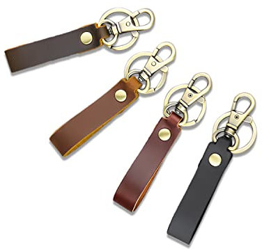 Joyzol Leder-Schlüsselanhänger, Schlüsselband für Schlüssel und Autoschlüssel, mit Schlüsselring und Verschluss, strapazierfähiges Schlüsselband für Damen und Herren, modisch, EDC, Schwarz,