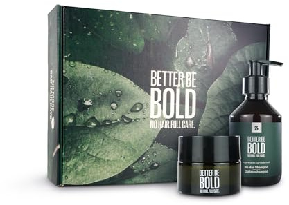 BETTER BE BOLD Geschenkbox für glückliche Glatzen – Mit Glatzencreme & Shampoo – Kopfhautpflege gegen Glanz & Trockenheit – Mattierend, beruhigend & feuchtigkeitsspendend – Vegan – 2‑teilig