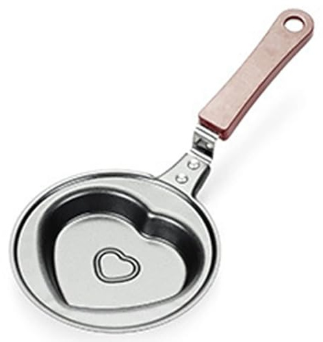 YIKANGHENG Mini Frying Pan, 4.8 Inch Heart Shape Iron Egg and Omelet Pan with Nonstick Coating for Kitchen and Outdoor of Fried Eggs, Cakes and Breads (Heart)