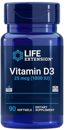 Life Extension, Vitamin D3, 90 glutenfreie Softgels, 1000IU Vitamin D3 je Dosis, Sojafrei, GMO frei, Geschmacksneutral