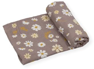 Zwergensache Musselin Tuch aus Bambus und Baumwolle | Pucktuch | Mullwindel | 120x120 cm | Spucktücher für Babys | Babydecke | extrem weich (Blumen Daisy)