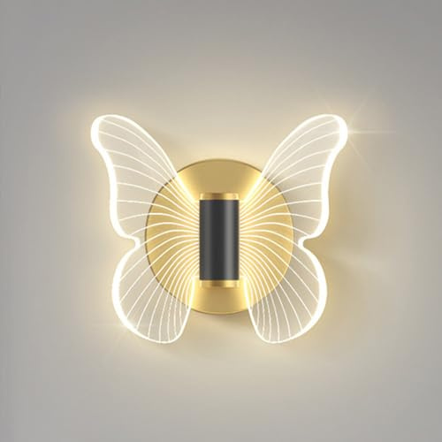 Mengjay LED Wandleuchte Innen,Wandlampe LED Modern, 3 Farbmodi Nachttischlampe,Wandleuchte in Schmetterlingsform,Wandlampe für Wohnzimmer Schlafzimmer Flur Wandleuchten (A)