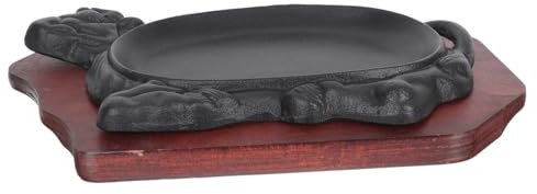 Garneck Grillplatte Antihaftbeschichtete Teppanyaki-Platte Steak-grillplatte Steakschale Grillschale Teppanyaki-pfanne Mit Tablett Fleischplatte Holztablett Zubereiten Speisen Warmhalten t