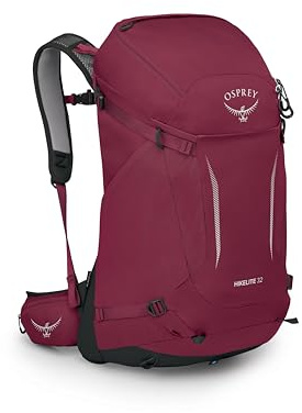 Osprey Hikelite 32L Lightweight Hiking Backpack - Durable Travel Daypack with Rain Cover for Men and Women, Chameleon/Black, M/L