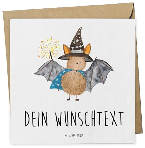 Mr. & Mrs. Panda karte personalisiert Fledermaus Zauberer - Personalisierte Geschenke, Magier, Fledermäuse, Reinsteigern, Frauen, Postkarte, Grußkarten, Lustige Sprüche, Karten