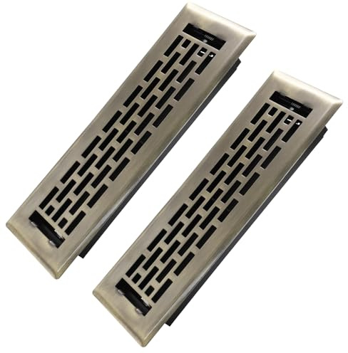 Howeall Paquete de 2 rejillas de ventilación resistentes para caminar de 5 x 25 cm, fáciles de ajustar, palanca de suministro de aire, fundas decorativas de ventilación para el suelo, diseño Boston