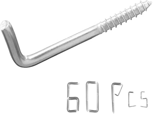 soimuk 60 Stück 304 Edelstahl 3,5 * 50 mm Einschraubhaken kleine Haken l geformt Schraube in Haken zum Aufhängen (60, 3,5 * 50 mm)