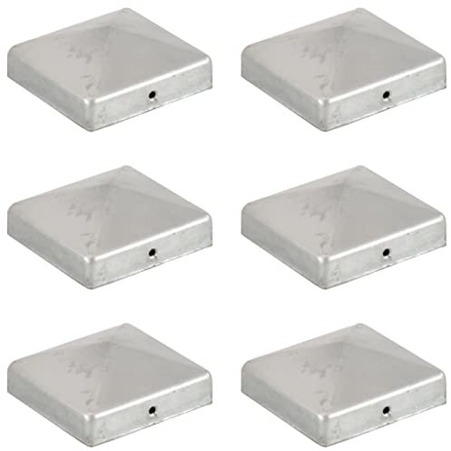 SKM Tapas para Postes de Valla 6 uds Metal galvanizado 81x81mm,Bricolaje,Vallas de jardín,Accesorios para rejas y Vallas,Plateado,145490