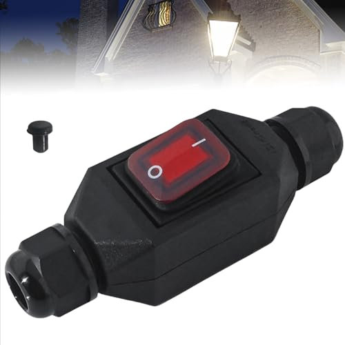 Interruptor en línea impermeable IP66, CA 220 V 30 A, interruptor de cable, interruptor de cable, interruptor de botón a presión, interruptor de máquina, interruptor en ambos lados de encendido y