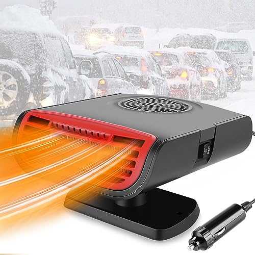 Leaflai 12V Car Heater, Anti-Fog 150W Winter Car Heater Kit That Plug in Cigarette Lighter Portable Auto Heater Fan 2 in 1 Heating/Cooling Mini Car Heater Defroster