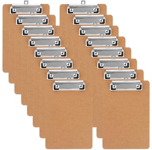 LOPYXBR 16 Stück Klemmbrett Holz A5, Klemmbretter A5 mit Metalklemme und Aufhängeose, 215x145mm Clipboard A5 für Schule,Zuhause, Büro