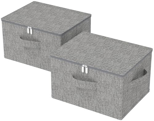 ENUMAIL Kub underbädd förvaringslåda med lock, vikbar lakan korg, hem lådkorgar för att organisera kläder, skor, filtar, kuddar, 50 x 40 x 30 cm, grå, 2-pack