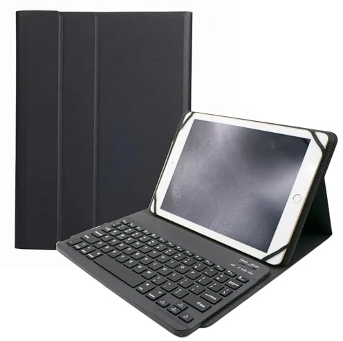 HLTOOP Funda Teclado Universal para Tabletas De 9,7, 10,1, 10,2, 10,5, 10,9, 11, con Teclado Bluetooth Inalámbrico Extraíble,Black English Layout