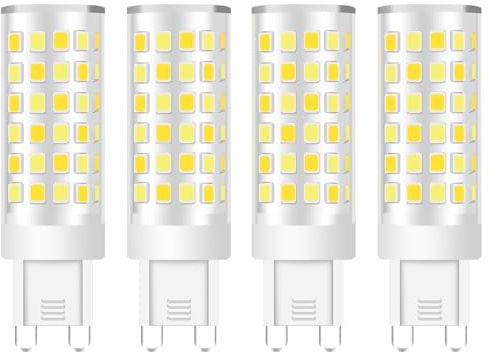 KUNKA G9 LED Lampe 5W (50W Äquivalent) - T4 Bi-pin Sockel Energiesparlampe für Kronleuchter, 220-240V, 500 Lumen, 4 Stück Kaltweiß 6000K