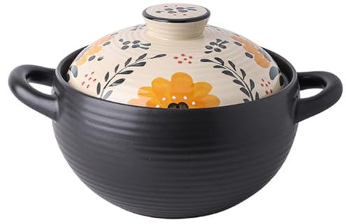 UPWONEC Pentola in Ceramica, Casseruola Di Fuoco Aperto, Pentola Di Argilla Giapponese, Pentola Di Stufato Domestico, Pentola in Pietra Di Zuppa, Casseruola Per Insulazione Del Calore,4.5l