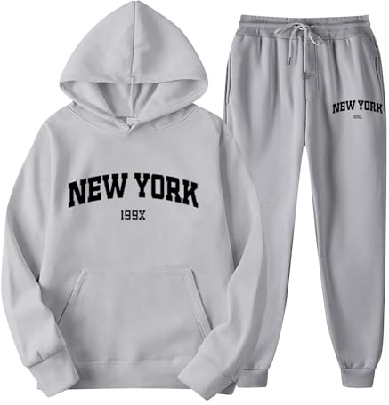 Generisch Jogginganzug Set Sweatshirt und Jogginghose Warmes Trainingsanzug Langarm Sportanzug Sport Outfit Zweiteiler Elegant Jogger Bequem Baggy Stretch