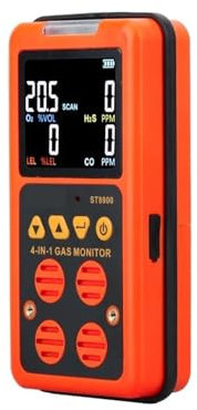 Detector de Gases, Detector de Gas Digital 4 en 1 O2 H2S CO LEL Analizador de Gas portátil Mini Monitor de Aire Probador de Fugas de Gas Medidor de monóxido de Carbono ST8900