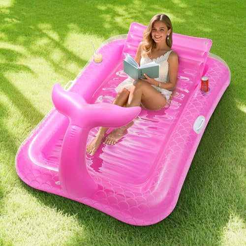 MoKo Tanning Pool Luftmatratze | Tannng Bed mit Getränkehalter, Loungesessel, Bräunungspool, Groß Schwimmbett, Solarium Loungesessel Pool Spielzeug