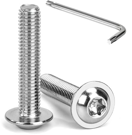 Tunejoy M8 x 40 mm Tornillos de Cabeza Alomada Torx con Brida Tornillo de Cabeza Hexagonal de Acero Inoxidable A2 V2A Tornillos Máquina con T40 Allen Rosca Completa 20 Piezas