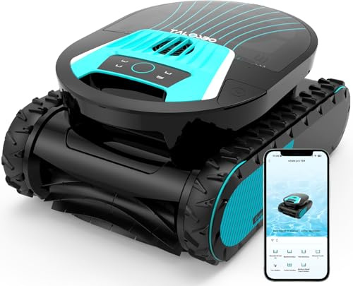 TALOSBO Pleco Pro Aspirador Piscina Batería, Robot Piscina Limpiafondos y Paredes, Autonomía 210 min, Doble Filtración, 3 Motores, Control por App, Limpiafondos Piscina para Piscinas hasta 200㎡