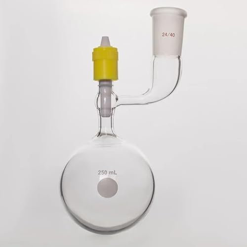 XIAOYANLIU Botella esférica for Almacenamiento de disolventes, con Junta Lateral, Nueva válvula de PTFE de Alto vacío de 8 mm, Vidrio de borosilicato, F46(100mL-F468400Y)