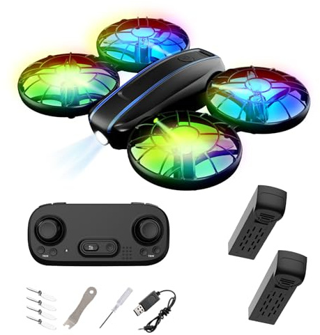 RC Drohne für Kinder und Anfänger, kleiner RC Quadcopter mit Lichtern und 3D Flip, Propeller Full Protect, einfach zu fliegen Spielzeug Drohne für Kinder Jungen und Mädchen Geschenk (Schwarz)