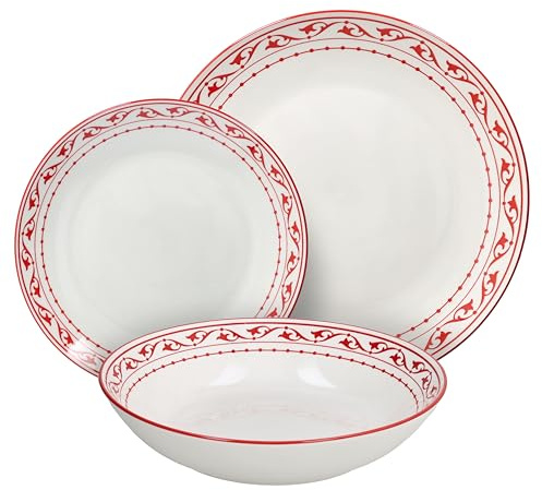 Tognana Cherie, Juego de vajilla 18 piezas para 6 personas, Porcelana, Rojo