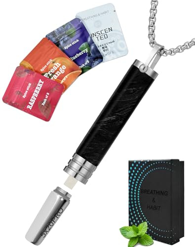 Rauchentwöhnung Hilfsmittel Kette-Obsidian, mit Echtem Rauchgefühl | 12 Nikotinfreie Filter(Orange + Blaubeere + Himbeere+Geschmacksneutral), Raucherentwöhnungspfeife mit Atemwiderstand