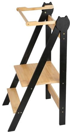 Tour de Aprendizaje Montessori de Madera, 3 Alturas Ajustables, Pies Anti-Basculo, Torre de Observación Natural, Método Montessori, para Niños a partir de 12 Meses