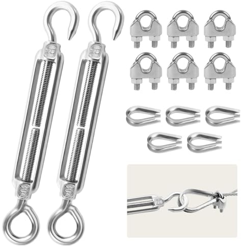 Stainless Steel Cable Tensioner With Hook Rings, Adjustable Bolt Fence Kit