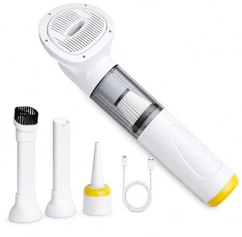 Cordless Dog Grooming Vacuum, 3-in-1 Pet Hair With 4200Pa Suction, Handheld Rechargeable Pet Vacuum Cleaner With Comb And Blow Dryer, White For Cats Dogs Shedding Hair(Yellow)
