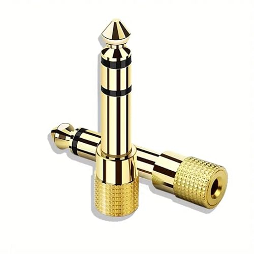 CABLEPELADO Adattatore audio stereo jack da 3,5 mm femmina a jack da 6,35 mm maschio stereo, adattatore convertitore jack da 3,5 mm a 6,35 mm, adattatore per jack per cuffie | nichel | oro, 1 pezzo