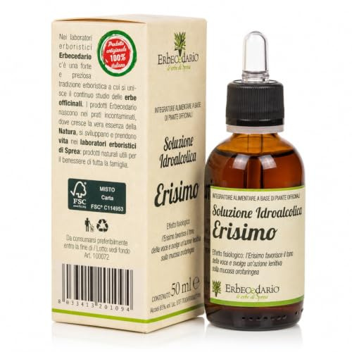 Erbecedario tintura madre Erisimo gocce 50ml, erisimo voce erba del Cantante favorisce il benessere di voce e corde vocali - Made in Italy