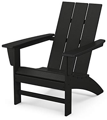 POLYWOOD Modern Adirondack Chair – All-Weather Outdoor Lawn Adirondack Chairs – HDPE, Fade-Resistant & Durable Outdoor Furniture – For Patio, Deck & Fire Pit Chairs – Black