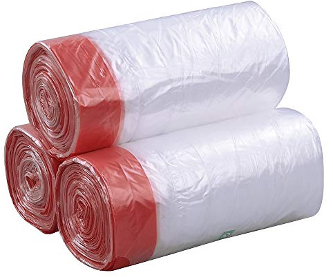 Fosly Müllbeutel mit Kordelzug, 30l Müllbeutel, Transparent Müllbeutel mit Zugband, 108 Stück
