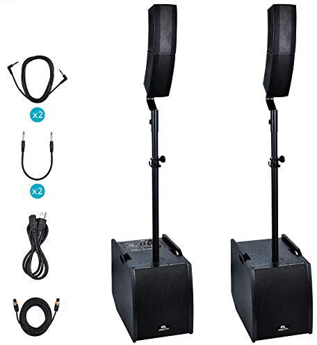 Proreck Club 3200 12-Inch 4000 Watt DJ/Powered PA Speaker System Combo Set with Bluetooth/USB/SD Card (Two Subwoofers and 4X Array Speakers Set)