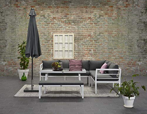 Garden Impressions Blakes White Rechts Hohe Dining Aluminium Lounge | Inklusive XL Bank, Wasserabweisende Kissen