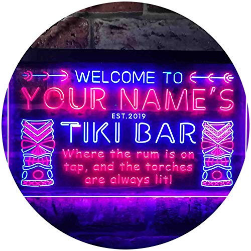 ADVPRO Personalized Your Name Est Year Theme Tiki Bar Home Pub Dual Color LED Barlicht Neonlicht Lichtwerbung Neon Sign Blau & Rot 300 x 210mm st6s32-pm1-tm-br