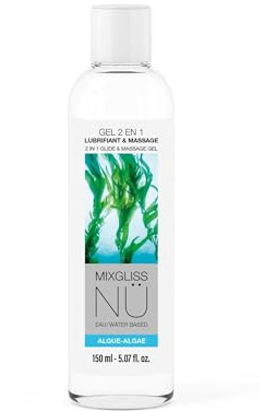 Love to Love Mixgliss Nü Alghe Lubrificante e Gel da Massaggio 2 in 1, Base Acqua con Aloe Vera, Formula Vegana, 150 ml