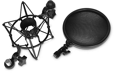 Adam Hall Stands DSM 400 - Mikrofonspinne mit Pop Filter, Mikrofonzubehör, schwarz