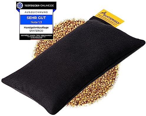 SANTERGO Mauspad Handgelenkauflage - ergonomische Handballenauflage aus Bio-Hirsespreu, Anti-Sehnenscheidenprobleme für die Computer Maus, Mousepad, Wrist Rest in Schwarz