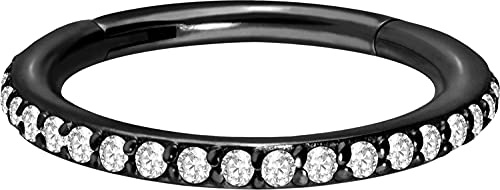 PIERCINGLINE Chirurgenstahl Segmentring Clicker EINGEFASSTE KRISTALLE Piercing Septum Ohr Tragus Helix Farb & Größenauswahl