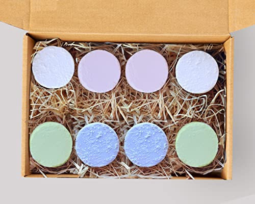 AMAS Set 8 Bombe Disco Scrub Profumate da Doccia 4 fragranze - Idea Regalo Natale - 100% Naturale, Vegan e Plastic Free- Idea Regalo Uomo Donna - Esfoliante ed Idratante per Gambe e Piedi